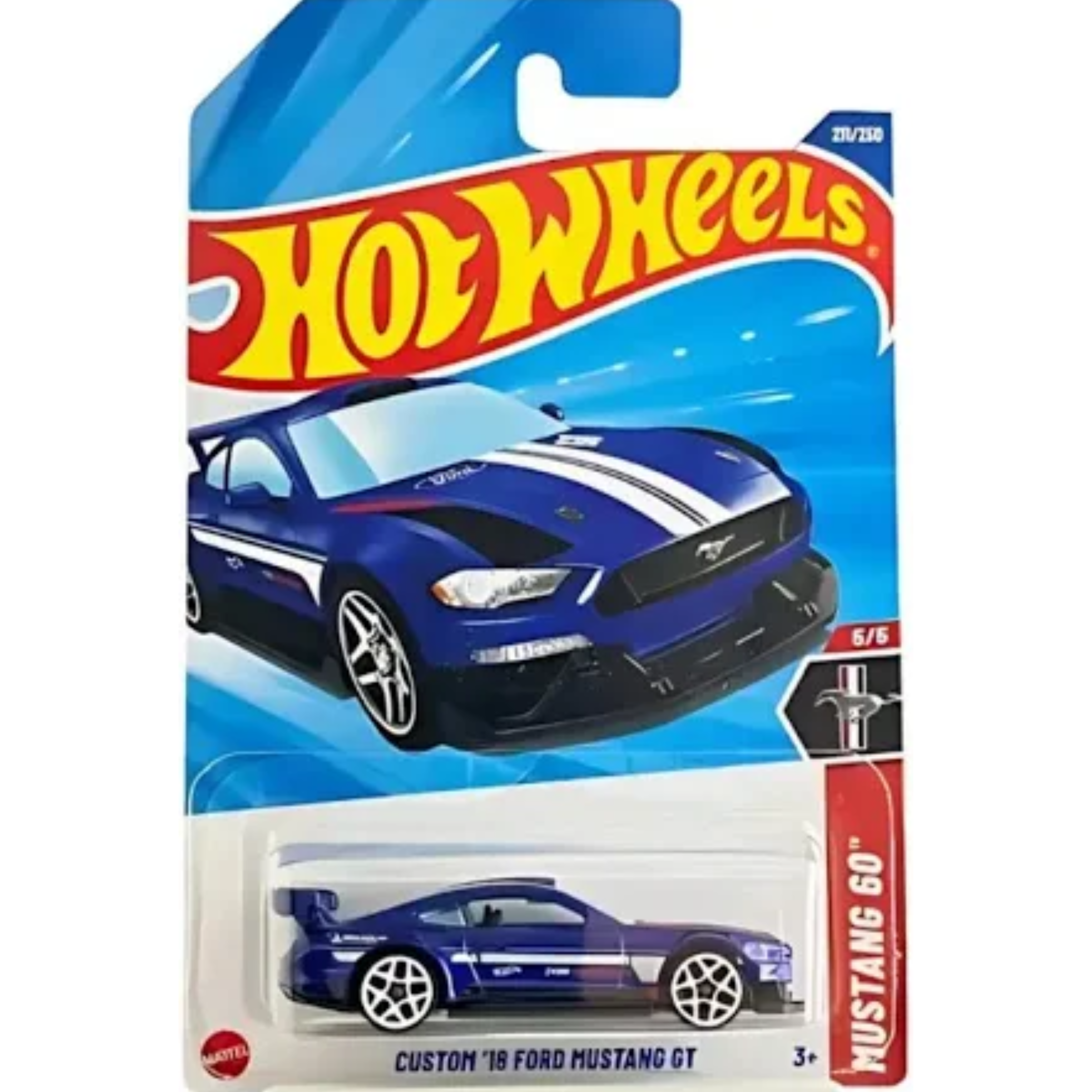 Hot Wheels Mainline Ford Mustang GT Custom (Blue) – 1:64 Scale Diecast Muscle Car