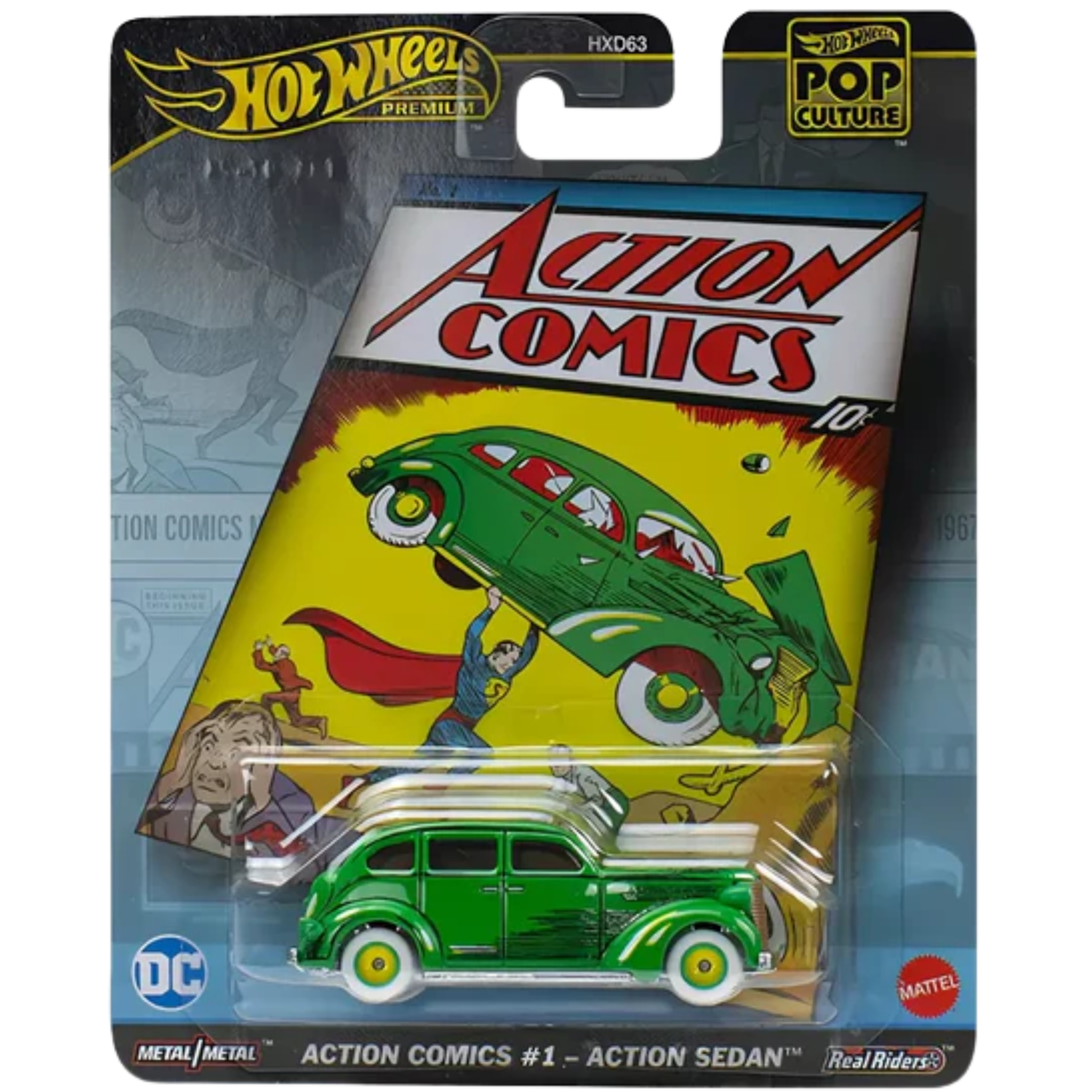 Hot Wheels Premium – Action Comics #1 Action Sedan (Limited Comic Edition)